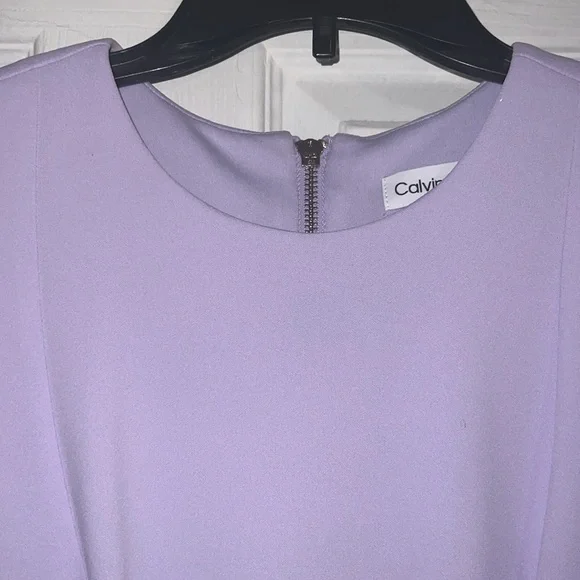 Calvin Klein Opal Lilac Crepe Sheath Lined Sleeveless Dress - Picture 7 of 11